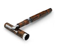 Jaipur V2 - Pluma estilográfica recargable con relleno de pistón, pluma cursiva ultra flexible marrón con punta de acero inoxidable, bolígrafos de lujo con cuerpo acrílico y alimentación de ebonita,