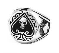 JAJAFOOK Joyería Acero Inoxidable Chapado Negro Ace of Spades Alto Pulido Gothic Biker Tribe para los Anillos de los Hombres, Metal, Metal