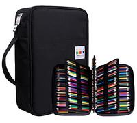 JAKAGO Estuche Grande de Gran Capacidad para 220 lápices de Colores,para Almacenamiento de marcadores,Bolígrafos,Lápices de Acuarela,Borrador Gran Regalo para Estudiantes,Artistas (Black)