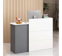 JAKANEQ Mostrador De Recepción Moderno con 2 Cajones con Cerradura, Resistente al Arañazo y Fácil de Limpiar, Perfecto para Oficina, Salón de Belleza y Tienda, Mueble de Madera de 80/100x40x95cm