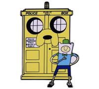 Jake Dog Finn Come Along with Me Adventure Time - Pin esmaltado de dibujos animados de Dr. Doctor Who Tardis, cabina telefónica, cabina de policía, serie de televisión británica de ciencia ficción,
