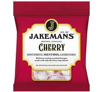 JAKEMANS, Caja de 12 bolsas de caramelos con mentol para la garganta, sabor a cereza (12 bolsas x 73g)