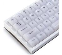 JakeTsai Crystal Jelly White Keycaps, 119 Keys PC Keycaps Dye-Sub MDA Profile Translucent Custom Keycap for 61/68/84/87/98/100 Cherry Gateron MX Switches Mechanical Keycap