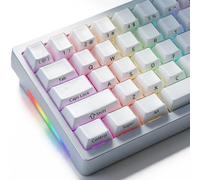 JakeTsai Jelly White Blue Keycaps, 130 Keys Double Shot PC Keycaps Dye-Sub Cherry Profile Translucent Side Printed Custom Keycap for Cherry Gateron MX Switches Mechanical Keycap