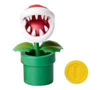 Jakks Pacific Nintendo - Figura Planta piraña con Caja interrogante. | Figura de acción de Super Mario, de 4 pulgadas, World Of Nintendo Wave 14, planta piraña con bloque de preguntas