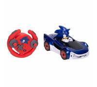 Sonic The Hedgehog, Coche Radio Control Derrapes de Jakks Pacific - Coches a Distancia con Ruedas Luminosas, Juego Interactivo con Mando a Distancia Rojo con Pilas Incluido