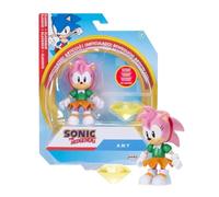 Jakks Pacific Sonic The Hedgehog - Amy with Chaos Emerald Accessory, Toy Figure by Jakks Pacific, 13 cm Tall, Highly Poseable, Officially Licensed Sonic 3 Movie, Recommended Age 3+