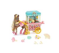 Jakks Pacific Wild Manes Juguetes de Caballo para niños, Caballo de Juguete Cherie con extremidades Delanteras articuladas, Melena Dorada, carritos de té y golosinas y Juego de Macarons y té