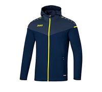 JAKO Chaqueta con capucha para hombre Champ 2.0, Hombre, Chaqueta con capucha, 6820, azul marino/azul oscuro/amarillo neón., small