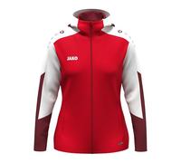 JAKO Chaqueta con capucha para mujer, color rojo/blanco/rojo oscuro, S
