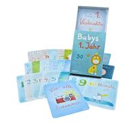 JAKO-O Tarjetas de hito para nacimiento + primer año | Hitos para bebé | Tarjetas también como diario para escribir y recordar