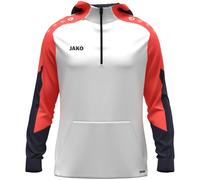 JAKO Sudadera con Capucha Unisex con Cremallera Dynamic, Blanco/Coral/Azul Marino, XL