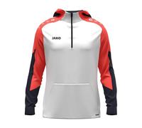 JAKO Sudadera con Capucha Unisex con Cremallera Dynamic, Blanco/Coral/Azul Marino, XXL