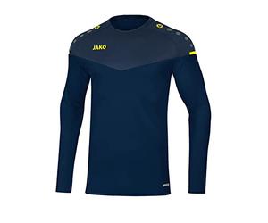 JAKO Sudadera Unisex para niños Champ 2.0., Unisex niños, Sudadera., 8820, Azul Marino/Azul Oscuro/Amarillo neón., 116