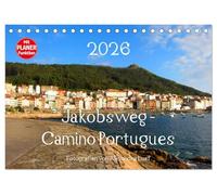 Jakobsweg - Camino Portugues (Tischkalender 2026 DIN A5 quer), CALVENDO Monatskalender: Pilgerweg entlang der portugiesischen Küste von Porto nach Santiago de Compostela