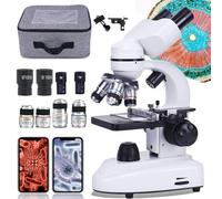 JaLdE Microscopio De InvestigacióN De Laboratorio Profesional (30000X- 50000X-70000X), Microscopio Compuesto para Adultos/Estudiantes, Luz LED Ajustable, Ajuste Coaxial Grueso Y Fino,70000X