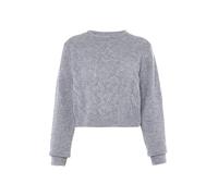 Jalene Jersey de Punto Corto Elegante para Mujer, poliéster Reciclado Jaspeado, Talla XL Suéter, Gris (Melange)