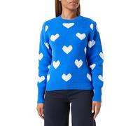 Jalene Jersey de Punto Elegante con Forma de corazón para Mujer, poliéster, Real, Talla M/L Suéter, Azul Cobalto