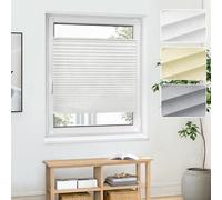 Jalousiescout Estor Plisado, 115x110cm, Blanco, Cortina Translúcida ClampFix Sin Taladrar, Protección Solar y Privacidad para Ventanas/Puertas, Tejido Básico Pure