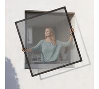 Jalousiescout Protectline Mosquitera para Ventana, Marco de Aluminio, Malla de Fibra de Vidrio Duradera, Instalación Fácil, Ajustable para Protección Contra Mosquitos, 80 x 100 cm, Antracita-Marrón