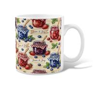 Jam - Taza de café de cerámica, diseño rústico de fresa, color rojo con asa, ideal para amigos, familiares, compañeros de trabajo, profesores, parejas, empleados, 11 onzas