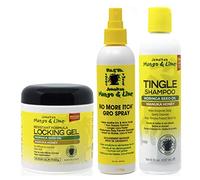 Jamacican Mango & Lime Locking Gel 6oz con No Itch Grow Spray 8oz y Tingle Shampoo 8oz