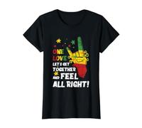 Jamaica 1 Amor Reggae Caribbean Juntos & Siéntete Bien Camiseta gráfica económica, Mujer, Negro, S