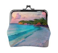 Jamaica Beach Print Exquisito Kiss Lock Cartera compacta versátil para mujer, monedero pequeño con cremallera