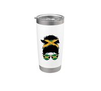 Jamaica Chica Jamaica Bandera Jamaicana Orgullosa Mujer Jamaicana Vaso térmico de acero inoxidable de doble pared