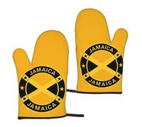 Jamaica - Guantes de cocina unisex con estampado de escudo de armas, para barbacoa, 5.9 x 11 pulgadas, impermeables, para cocinar y hornear