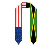 Jamaica Jamaicanos Estados Unidos Bandera Estola/Chale/Bufanda/Banda Graduación Estudiante Graduado en el Extranjero Estudiantes de Estudios Internacionales 2026/2026 Chales Graduados Unisex Adulto