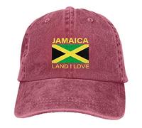 Jamaica Land I Love Jamaican Flag Gorra de béisbol para Adultos, Unisex, Ajustable, Sombrero de Vaquero para Hombre y Mujer