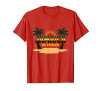 Jamaica No Hay Problema Vacaciones en la Playa Tropical Camiseta, Hombre, Rojo, S
