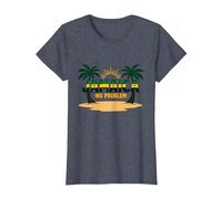 Jamaica No Hay Problema Vacaciones en la Playa Tropical Camiseta, Mujer, Azul Jaspeado, S
