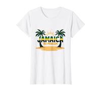 Jamaica No Hay Problema Vacaciones en la Playa Tropical Camiseta, Mujer, Blanco, XL