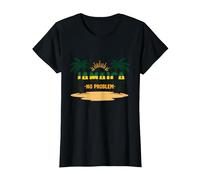 Jamaica No Hay Problema Vacaciones en la Playa Tropical Camiseta, Mujer, Negro, 3XL