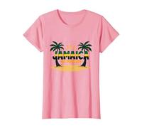 Jamaica No Hay Problema Vacaciones en la Playa Tropical Camiseta, Mujer, Rosado, S