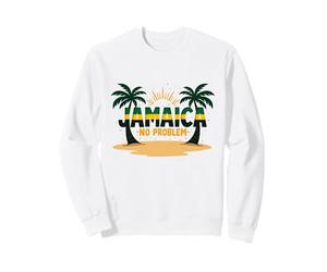 Jamaica No Hay Problema Vacaciones en la Playa Tropical Sudadera, Unisex para Adultos, Blanco, S