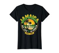 Jamaica One Love no Problem Desde 1982 Reggae Camiseta gráfica económica, Mujer, Negro, L