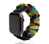 Jamaica Rasta Lion Scrunchie - Correa de repuesto elástica suave compatible con Apple Watch, 42mm/44mm, Acero inoxidable, No es una piedra preciosa