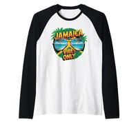 Jamaica Vibes Only Tropical Island Humor, Vida en la Playa Camiseta Manga Raglan