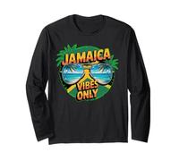 Jamaica Vibes Only Tropical Island Humor, Vida en la Playa Manga Larga