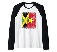 Jamaica Vietnam Media Bandera Jamaicana Vietnamita Historia Camiseta Manga Raglan