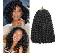 Jamaican Bounce Crochet Hair 8 Inch 16 Roots 5 Packs Short GoGo Curly Crochet Braids Jumpy Wall Curl Crochet Hair Extension for Black Women (1B#, 8inch)