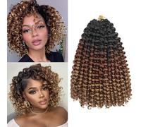 Jamaican Bounce Crochet Hair 8 Inch 16 Roots 5 Packs Short GoGo Curly Crochet Braids Jumpy Wall Curl Crochet Hair Extension for Black Women (1B/30/27#, 8inch)