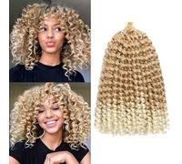 Jamaican Bounce Crochet Hair 8 Inch 16 Roots 5 Packs Short GoGo Curly Crochet Trenzas Jumpy Wall Curl Crochet Hair Extension for Black Women (T27/613#, 8 pulgadas)