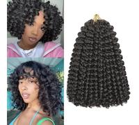 Jamaican Bounce Crochet Hair 8 Inch 16 Roots 5 Packs Short GoGo Curly Crochet Trenzas Jumpy Wall Curl Crochet Hair Extension for Black Women (4#, 8inch)
