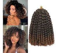 Jamaican Bounce Crochet Hair 8 Inch 16 Roots 5 Packs Short GoGo Curly Crochet Trenzas Jumpy Wall Curl Crochet Hair Extension for Black Women (T30#, 8inch)