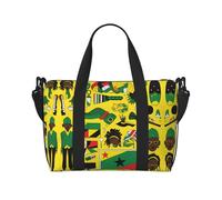 Jamaican Elements - Bolso bandolera de mano para mujer, bolso de mano informal con cremallera, adecuado para el trabajo, viajes, fitness, viajes