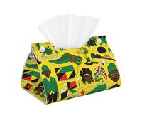Jamaican Elements - Funda larga para caja de pañuelos de piel, servilleta rectangular, almacenamiento de pañuelos faciales, oficina en casa, coche, caja de pañuelos, contenedor decorativo